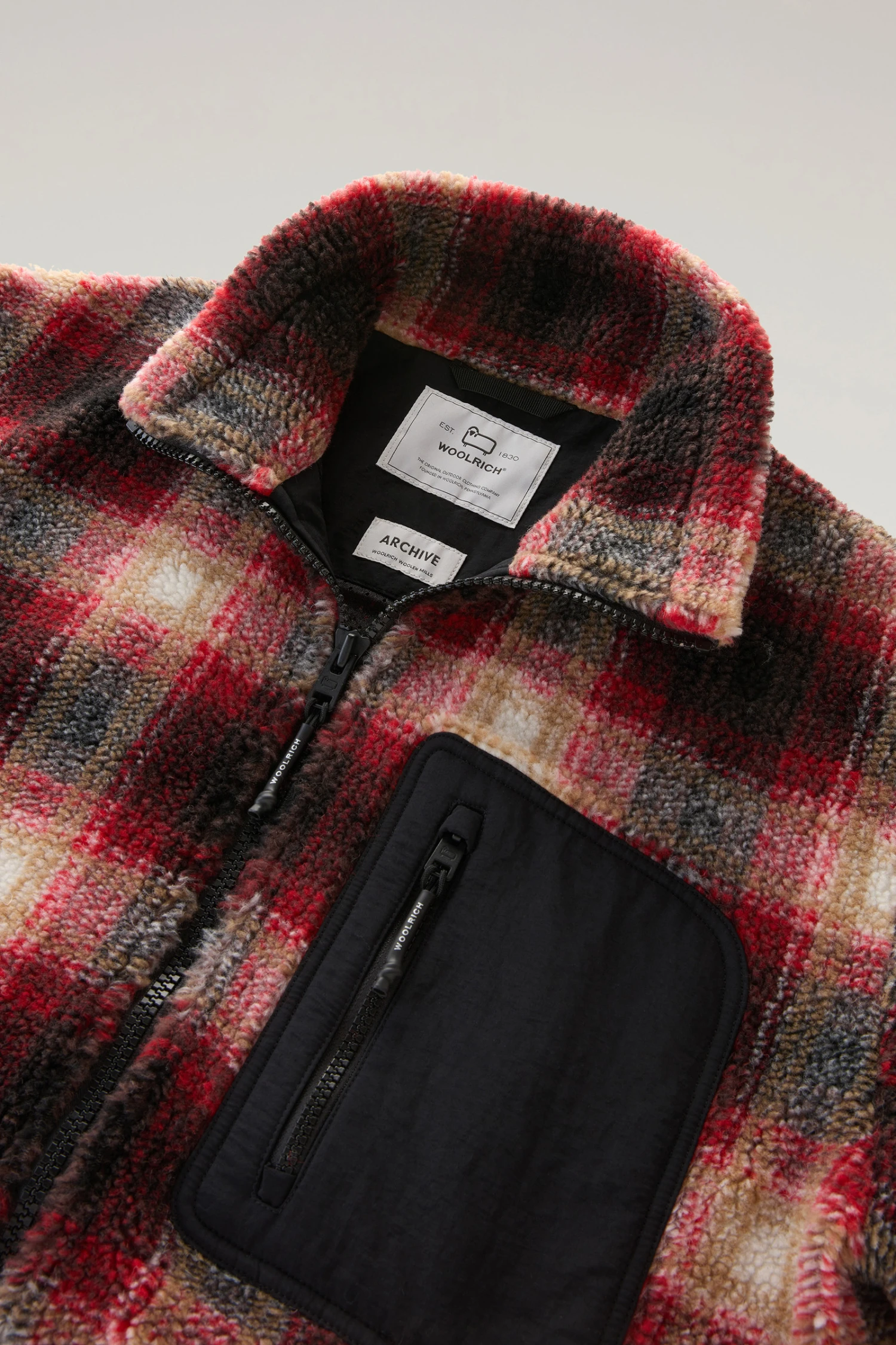 Woolrich Giacca In Sherpa Di Misto Lana - Uomo - Rosso 4 Woolrich Giacca In Sherpa Di Misto Lana - Uomo - Rosso - immagine 2