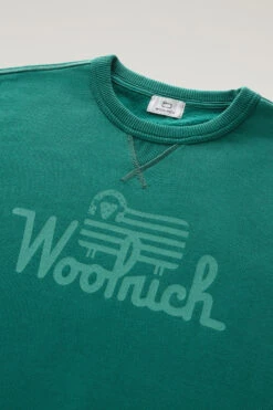 Woolrich Felpa Girocollo In Puro Cotone - Uomo - Verde -Offerta Economica Vestiario CFWOSW0211MRUT3290 6221 5