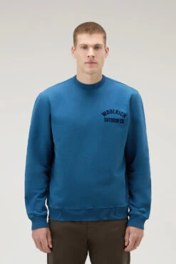Woolrich Felpa Girocollo In Puro Cotone - Uomo - Blu