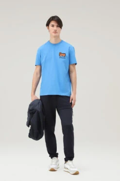 Woolrich T-shirt In Puro Cotone Con Logo Camouflage - Uomo - Blu -Offerta Economica Vestiario CFWOTE0087MRUT2926 31066 1