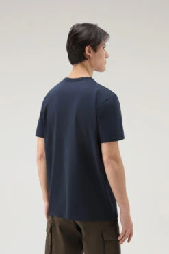 Woolrich T-shirt In Puro Cotone Con Logo Camouflage - Uomo - Blu -Offerta Economica Vestiario CFWOTE0087MRUT2926 3989 2