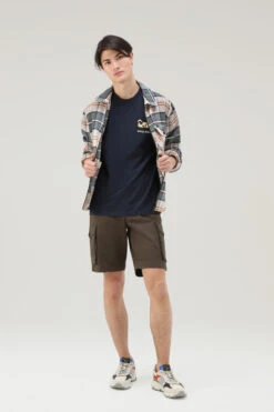 Woolrich T-shirt In Puro Cotone Con Logo Camouflage - Uomo - Blu -Offerta Economica Vestiario CFWOTE0087MRUT2926 3989 3