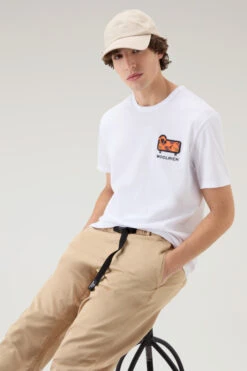 Woolrich T-shirt In Puro Cotone Con Logo Camouflage - Uomo - Bianco -Offerta Economica Vestiario CFWOTE0087MRUT2926 8041 3
