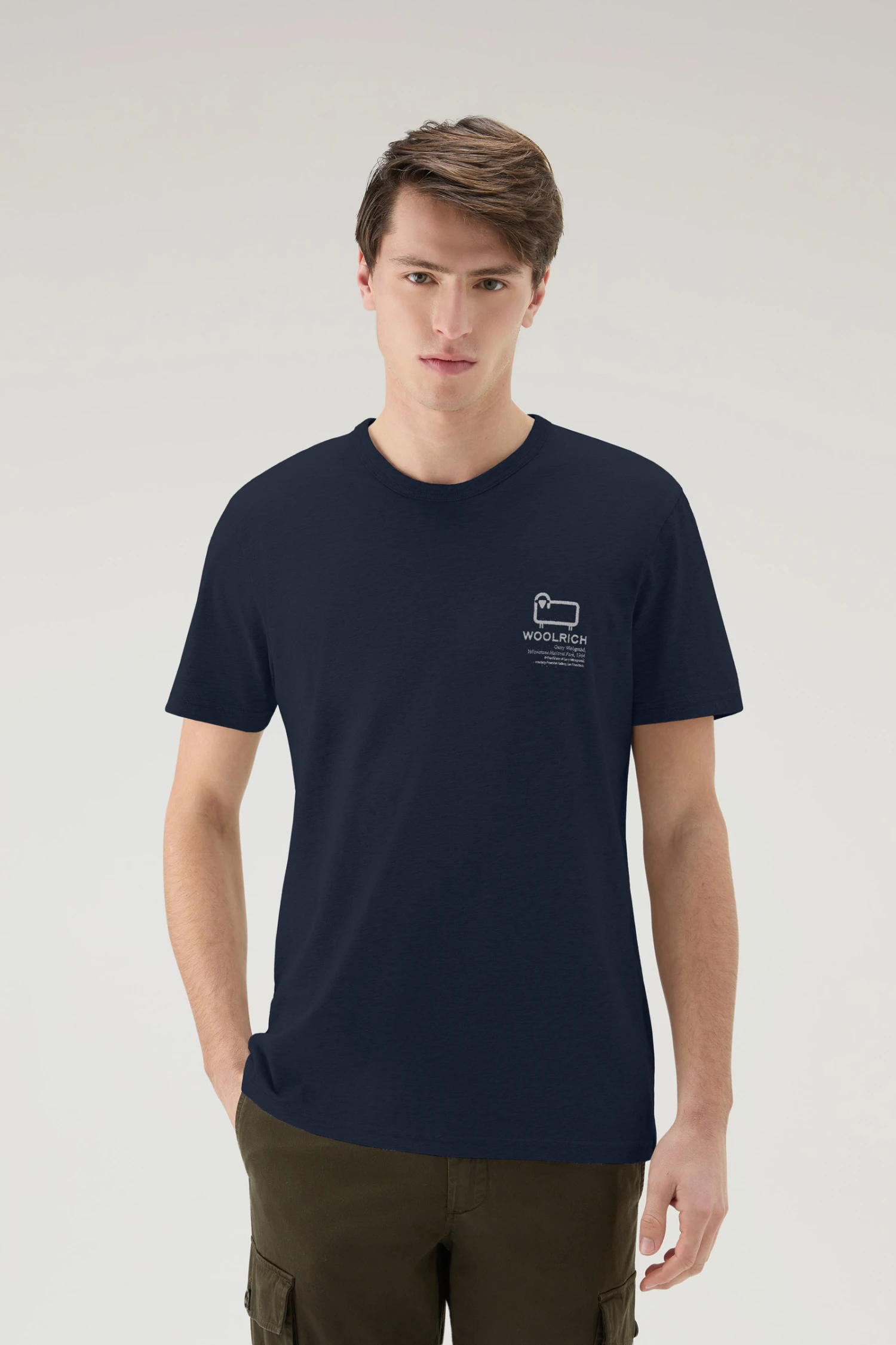 Woolrich T-shirt In Puro Cotone Con Stampa Yellowstone - Uomo - Blu 3 Woolrich T-shirt In Puro Cotone Con Stampa Yellowstone - Uomo - Blu