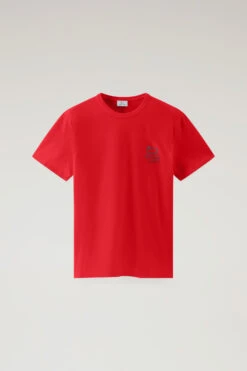 Woolrich T-shirt In Puro Cotone Con Stampa Yellowstone - Uomo - Rosso -Offerta Economica Vestiario CFWOTE0089MRUT2926 5059 4