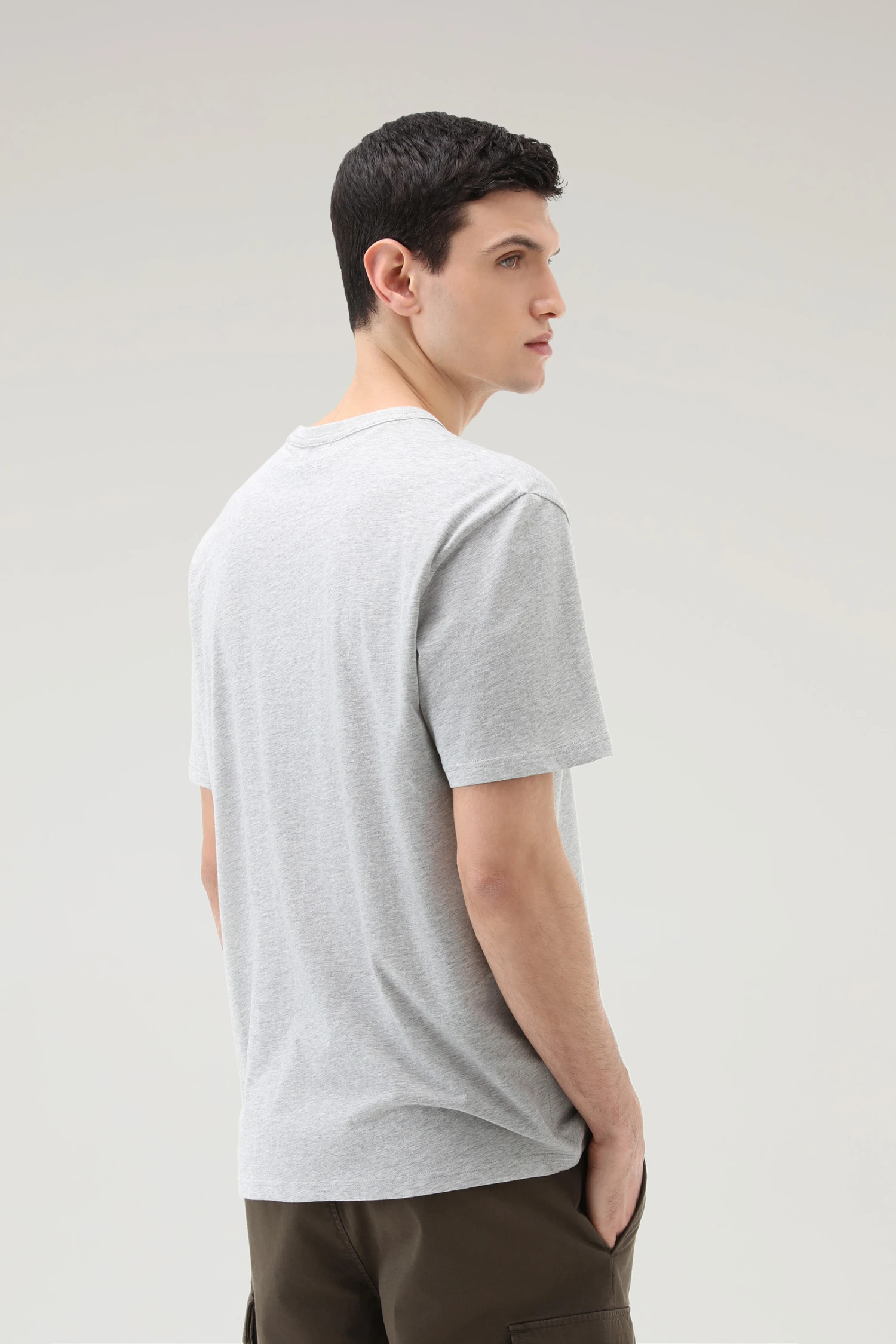 Woolrich T-shirt In Puro Cotone Con Taschino - Uomo - Grigio 5 Woolrich T-shirt In Puro Cotone Con Taschino - Uomo - Grigio - immagine 3