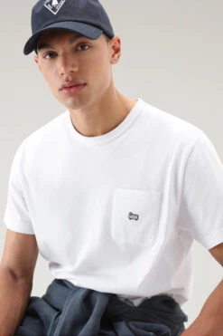 Woolrich T-shirt In Puro Cotone Con Taschino - Uomo - Bianco -Offerta Economica Vestiario CFWOTE0094MRUT2926 8041 3