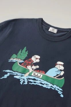 Woolrich T-shirt In Puro Cotone Con Illustrazione - Uomo - Blu -Offerta Economica Vestiario CFWOTE0095MRUT3370 3989 5