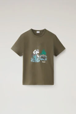 Woolrich T-shirt In Puro Cotone Con Illustrazione - Uomo - Verde -Offerta Economica Vestiario CFWOTE0095MRUT3370 614 4
