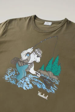 Woolrich T-shirt In Puro Cotone Con Illustrazione - Uomo - Verde -Offerta Economica Vestiario CFWOTE0095MRUT3370 614 5