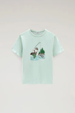 Woolrich T-shirt In Puro Cotone Con Illustrazione - Uomo - Verde -Offerta Economica Vestiario CFWOTE0095MRUT3370 6585 4