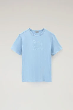 Woolrich T-shirt In Puro Cotone Tinto In Capo Con Logo Sheep - Uomo - Blu -Offerta Economica Vestiario CFWOTE0096MRUT3369 31066 4