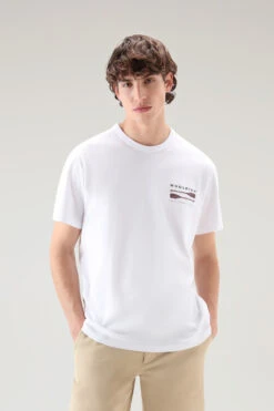 Woolrich T-shirt In Puro Cotone Con Stampa Sul Retro - Uomo - Bianco
