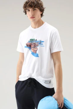 Woolrich T-shirt Zavikon In Puro Cotone - Uomo - Bianco -Offerta Economica Vestiario CFWOTE0099MRUT2926 8041 3