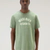 Woolrich T-shirt In Puro Cotone Con Scritta - Uomo - Verde -Offerta Economica Vestiario CFWOTE0107MRUT3385 1222