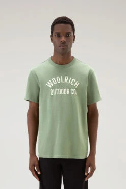 Woolrich T-shirt In Puro Cotone Con Scritta - Uomo - Verde