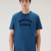 Woolrich T-shirt In Puro Cotone Con Scritta - Uomo - Blu -Offerta Economica Vestiario CFWOTE0107MRUT3385 31093