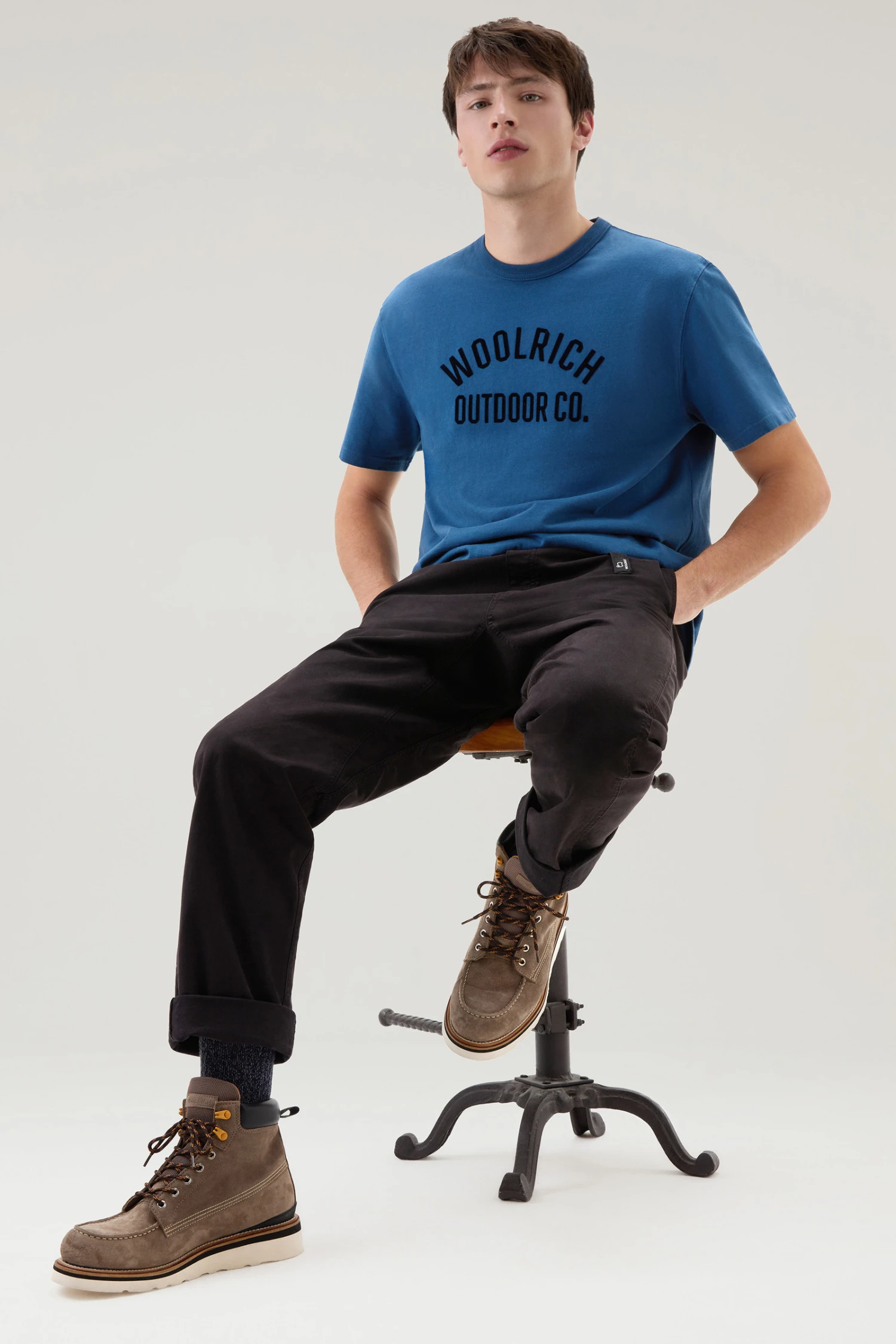 Woolrich T-shirt In Puro Cotone Con Scritta - Uomo - Blu 6 Woolrich T-shirt In Puro Cotone Con Scritta - Uomo - Blu - immagine 4