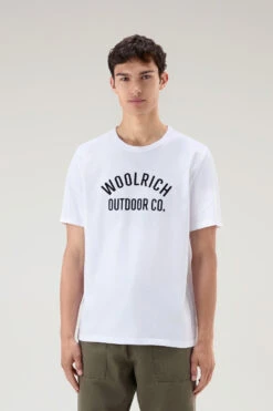 Woolrich T-shirt In Puro Cotone Con Scritta - Uomo - Bianco