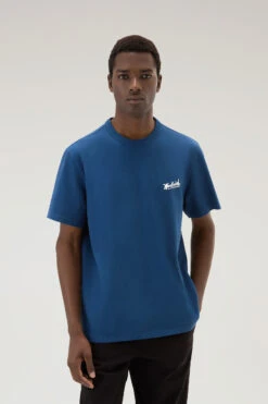 Woolrich T-shirt In Puro Cotone Con Grafica Western Sul Retro - Uomo - Blu