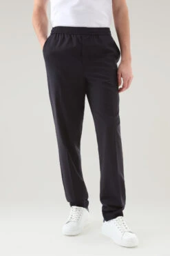 Woolrich Pantaloni Chino In Fresco Lana Vergine Italiana - Uomo - Blu