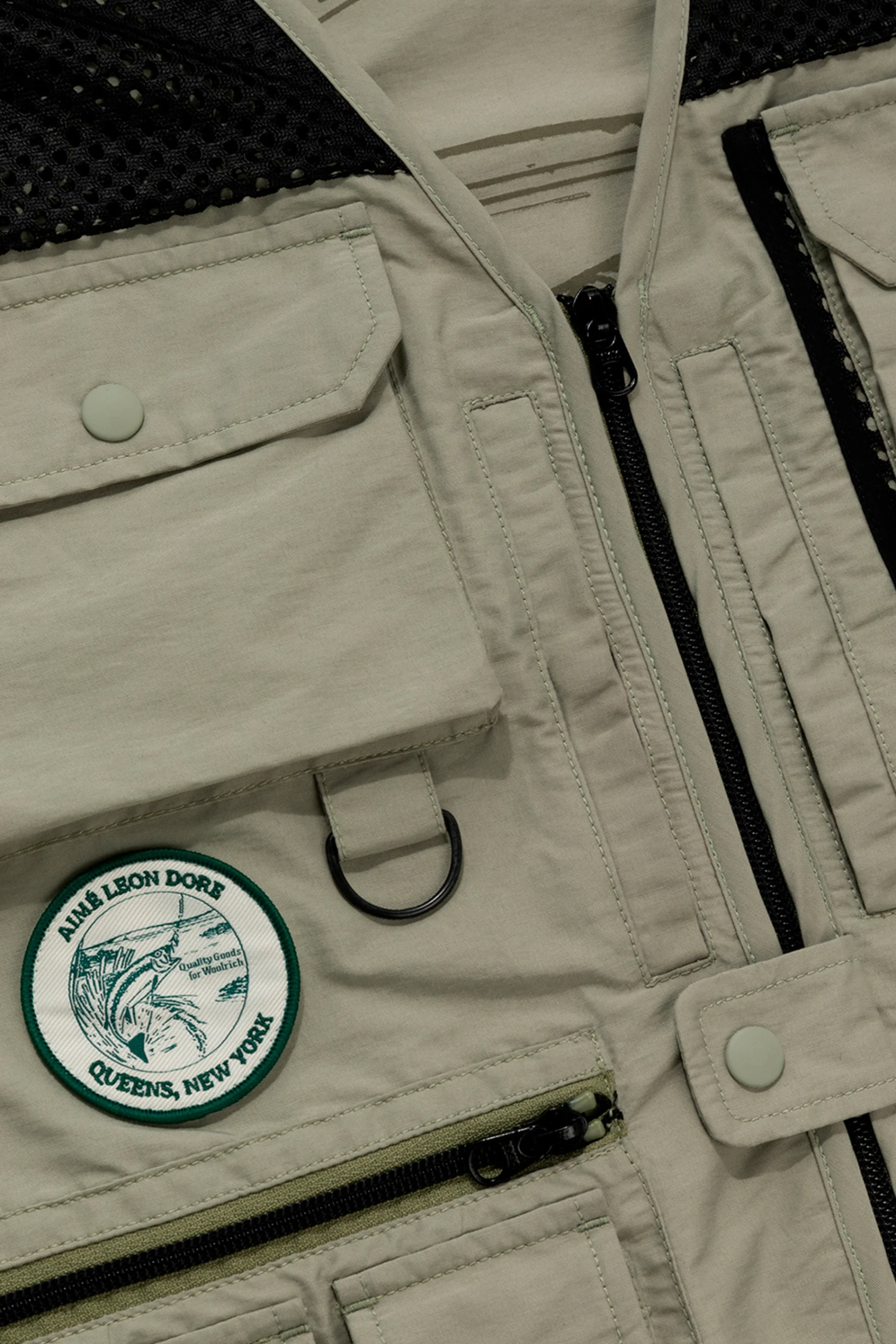 Gilet Multitasche Fly Fishing In Tessuto Eco Ramar Aimé Leon Dore / Woolrich - Uomo - Verde 7 Gilet Multitasche Fly Fishing In Tessuto Eco Ramar Aimé Leon Dore / Woolrich - Uomo - Verde - immagine 5