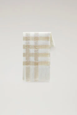 Woolrich Sciarpa Leggera A Quadri In Misto Lino - Donna - Beige