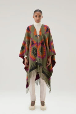 Woolrich Mantella American In Misto Lana - Donna - Verde