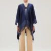Woolrich Mantella In Misto Lana Con Dettagli A Contrasto - Donna - Blu -Offerta Economica Vestiario CFWWAC0169FRUT3557 3989