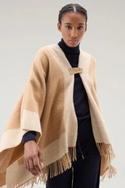 Woolrich Mantella In Misto Lana Con Dettagli A Contrasto - Donna - Marrone -Offerta Economica Vestiario CFWWAC0169FRUT3557 7391 3