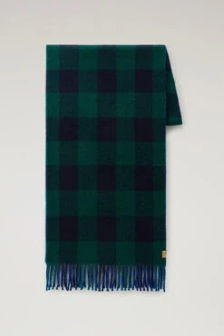 Woolrich Sciarpa Double Face In Pura Lana Vergine - Donna - Verde