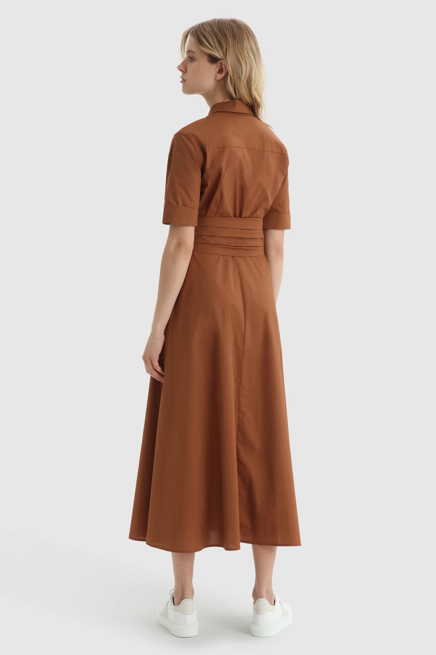 Woolrich Vestito Lungo In Popeline Di Cotone - Donna - Marrone 5 Woolrich Vestito Lungo In Popeline Di Cotone - Donna - Marrone - immagine 3