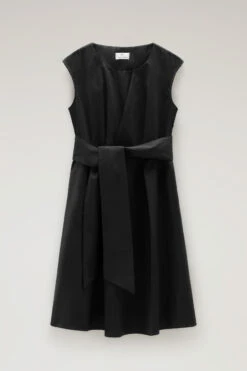Woolrich Vestito Midi In Popeline Di Puro Cotone - Donna - Nero