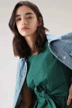 Woolrich Vestito Midi In Popeline Di Puro Cotone - Donna - Verde -Offerta Economica Vestiario CFWWDR0100FRUT3027 631 3