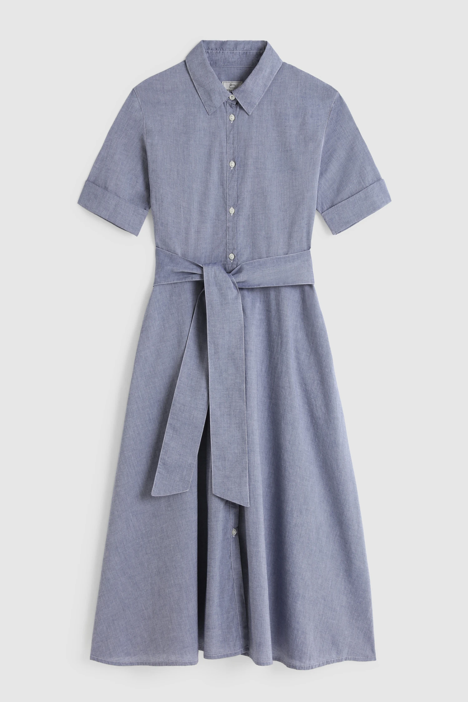 Woolrich Vestito Lungo Leggero In Cotone Chambray - Donna - Blu 6 Woolrich Vestito Lungo Leggero In Cotone Chambray - Donna - Blu - immagine 4