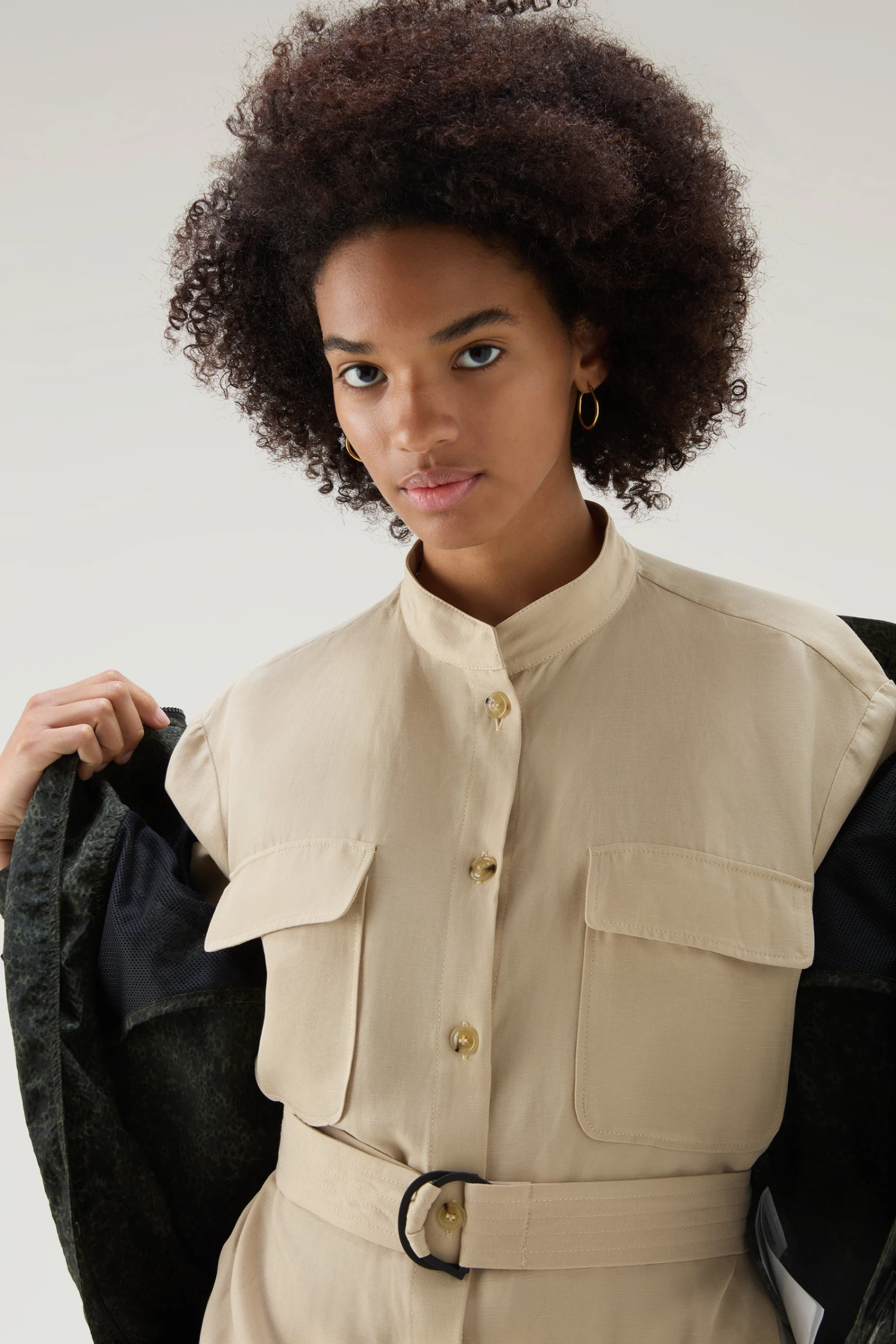 Woolrich Vestito Utility In Misto Lino - Donna - Beige 6 Woolrich Vestito Utility In Misto Lino - Donna - Beige - immagine 4