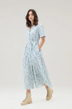 Woolrich Vestito Chemisier Lungo In Puro Cotone - Donna - Bianco