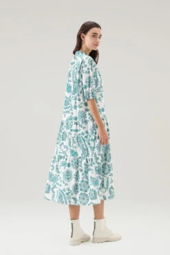 Woolrich Vestito A Balze In Popeline Di Puro Cotone - Donna - Blu -Offerta Economica Vestiario CFWWDR0129FRUT3463 31086 2