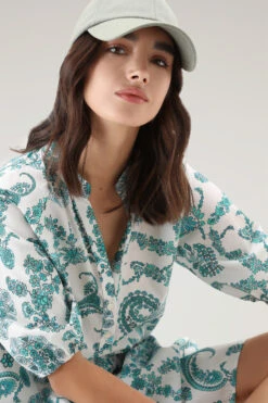 Woolrich Vestito A Balze In Popeline Di Puro Cotone - Donna - Blu -Offerta Economica Vestiario CFWWDR0129FRUT3463 31086 3