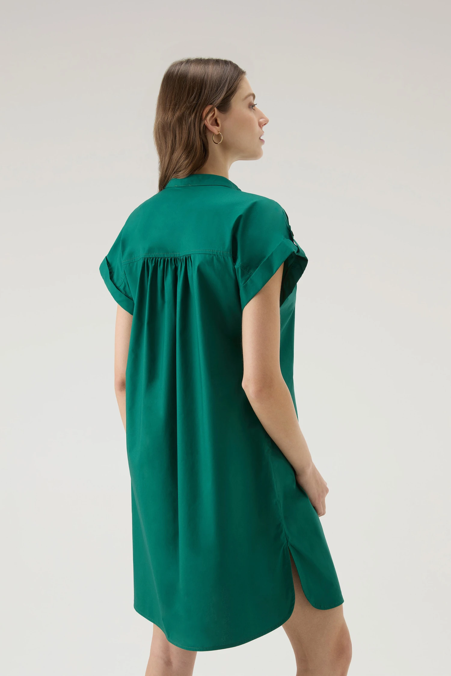 Woolrich Vestito Corto In Popeline Di Puro Cotone Con Pinces - Donna - Verde 5 Woolrich Vestito Corto In Popeline Di Puro Cotone Con Pinces - Donna - Verde - immagine 3