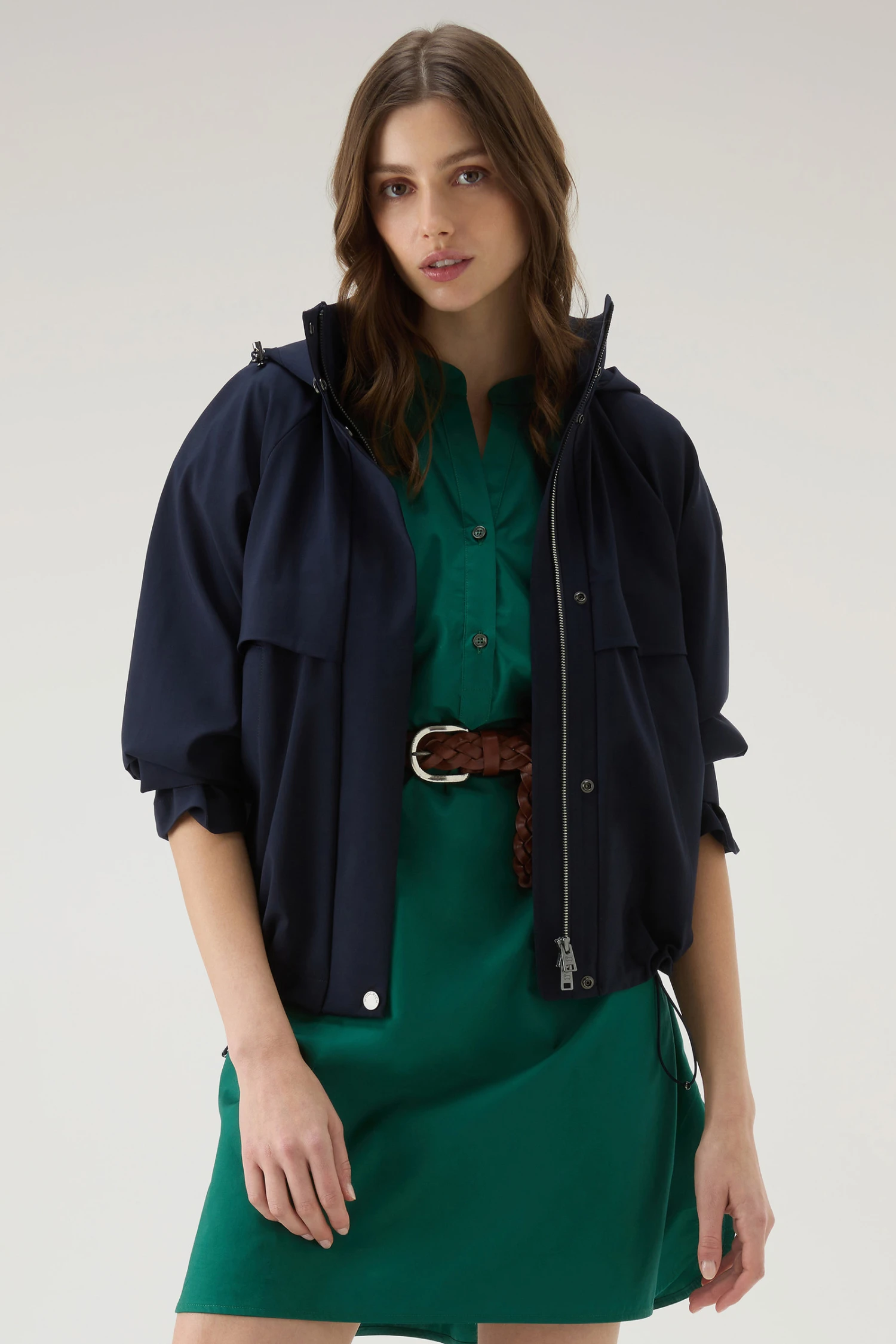 Woolrich Vestito Corto In Popeline Di Puro Cotone Con Pinces - Donna - Verde 6 Woolrich Vestito Corto In Popeline Di Puro Cotone Con Pinces - Donna - Verde - immagine 4