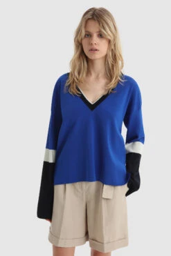 Woolrich Maglia Con Scollo A V - Donna - Blu