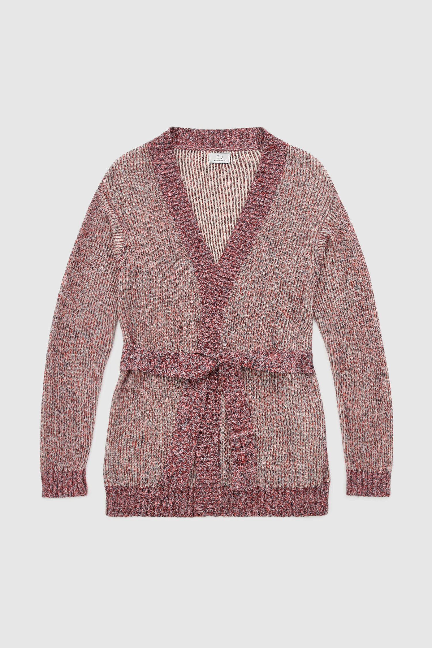 Woolrich Cardigan Misto Lino E Cotone Con Dettagli In Contrasto - Donna - Rosso 6 Woolrich Cardigan Misto Lino E Cotone Con Dettagli In Contrasto - Donna - Rosso - immagine 4