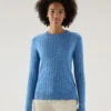 Woolrich Maglia Girocollo A Coste In Puro Cotone - Donna - Blu -Offerta Economica Vestiario CFWWKN0208FRUF0615 31089