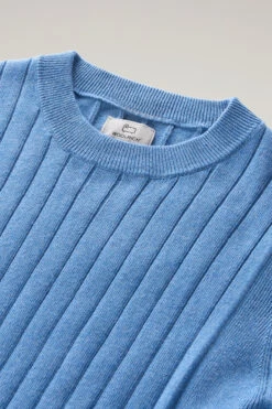 Woolrich Maglia Girocollo A Coste In Puro Cotone - Donna - Blu 15 Woolrich Maglia Girocollo A Coste In Puro Cotone - Donna - Blu -Offerta Economica Vestiario CFWWKN0208FRUF0615 31089 5