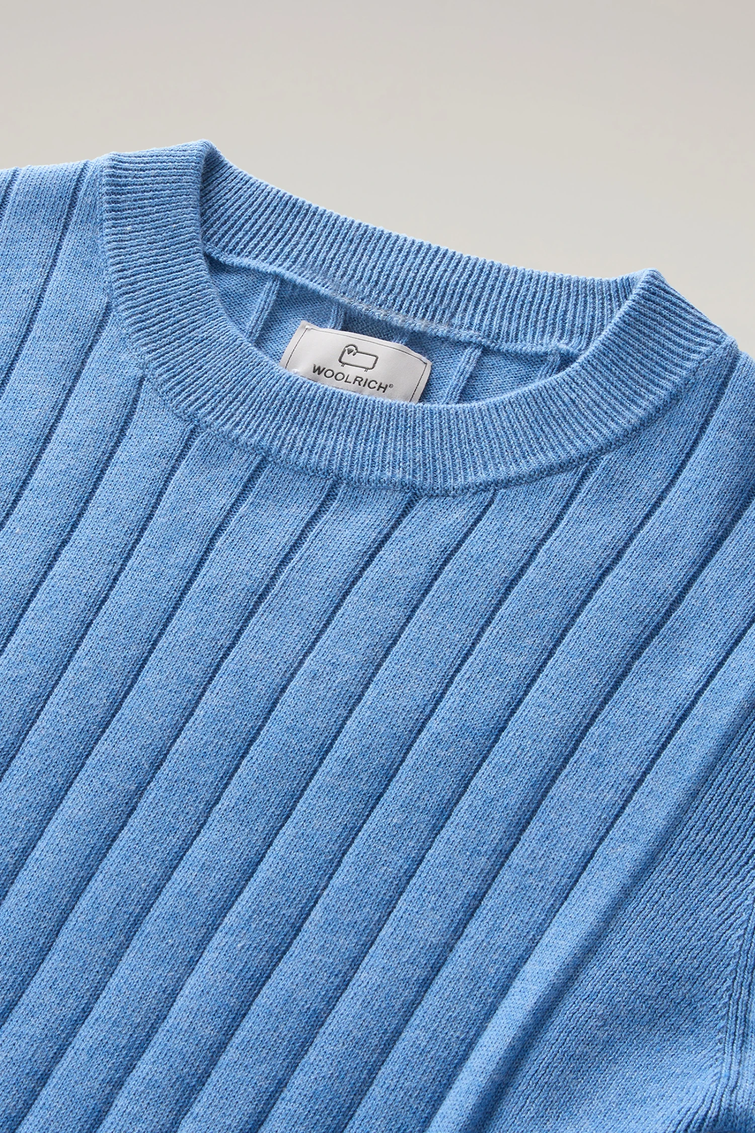 Woolrich Maglia Girocollo A Coste In Puro Cotone - Donna - Blu 8 Woolrich Maglia Girocollo A Coste In Puro Cotone - Donna - Blu - immagine 6