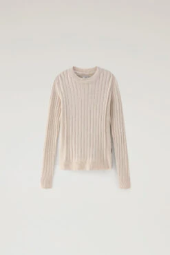 Woolrich Maglia Girocollo A Coste In Puro Cotone - Donna - Beige -Offerta Economica Vestiario CFWWKN0208FRUF0615 824 4