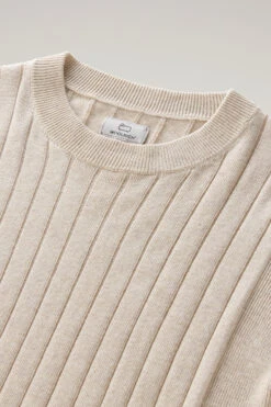 Woolrich Maglia Girocollo A Coste In Puro Cotone - Donna - Beige -Offerta Economica Vestiario CFWWKN0208FRUF0615 824 5