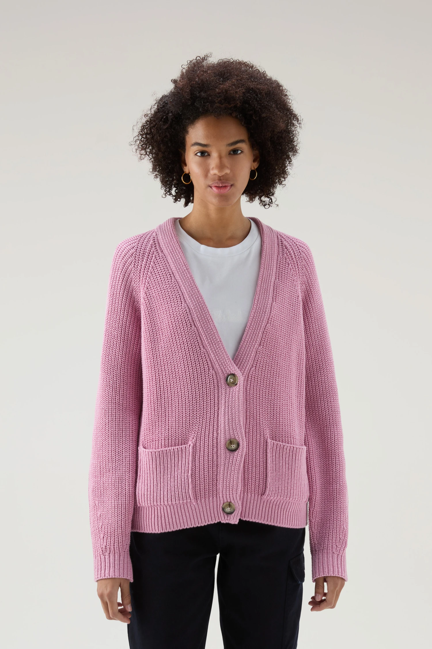Woolrich Cardigan In Puro Cotone Tinto In Capo Naturalmente - Donna - Rosa 3 Woolrich Cardigan In Puro Cotone Tinto In Capo Naturalmente - Donna - Rosa