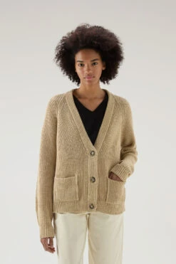 Woolrich Cardigan In Puro Cotone Tinto In Capo Naturalmente - Donna - Bianco